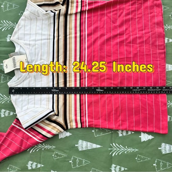 Classic Elements Women's L (14-16) Striped Knit Top 3/4 Sleeve Pink White Beige - Picture 14 of 14